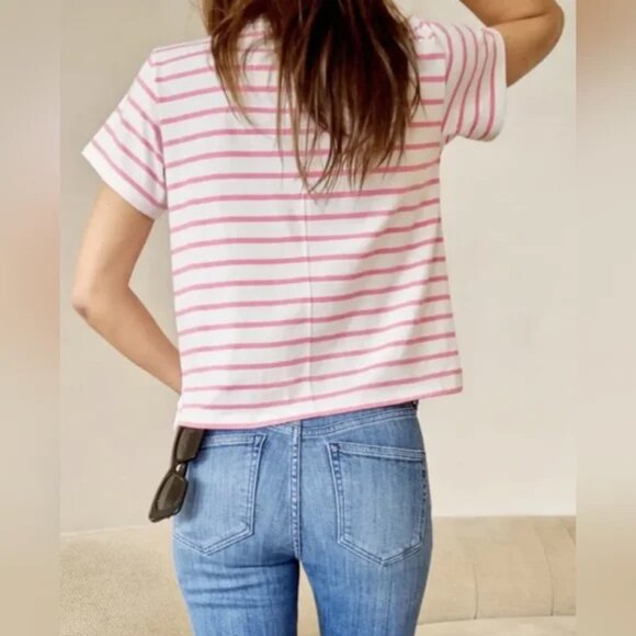 AYR Pink and White Striped Short Sleeve Tee - Picture 2 of 8